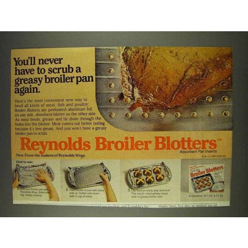 1977 Reynolds Broiler Blotters Ad - Never Scrub Again