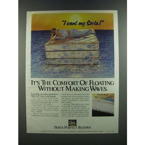 1986 Serta Perfect Sleeper Tranquility Mattress Ad - Without Making Waves