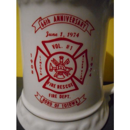 1974 Lincoln,Riverview,Totowa,New Jersey Fire Department Commemorative Beer Mug