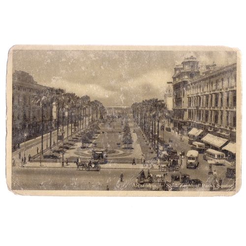 PASHA SQUARE, ALEXANDRIA, Egypt unused antique postcard =
