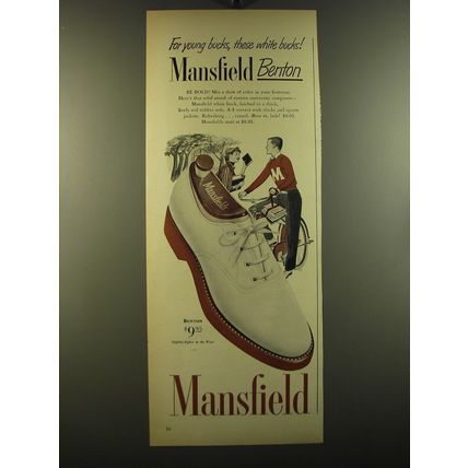1950 Mansfield Benton Shoes Ad - For young bucks, these white bucks!