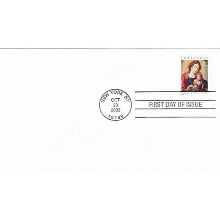 United States 2003 Virgin and Child Christmas FDC New York cancel unadressed VGC