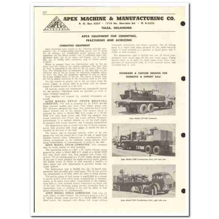 Apex Machine Mfg Company 1959 vintage oil gas catalog cementing units