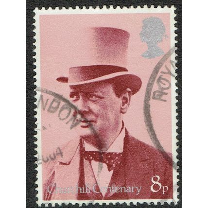 1974 Birth Centenary Winston Churchill 8p Rose and Lake SG964 FU