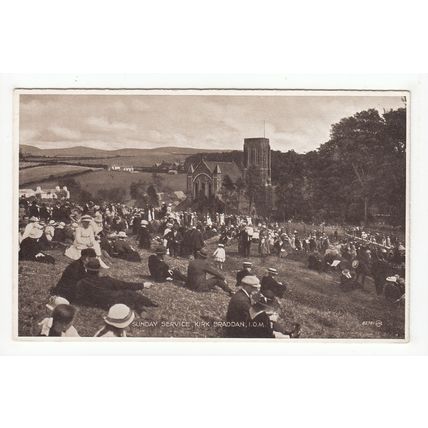 Sunday Service Kirk Braddon Isle of Man IOM Postcard 82781