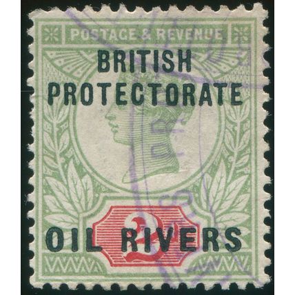 Oil Rivers Protectorate 1892 2d grey-green & carmine SG 3 used