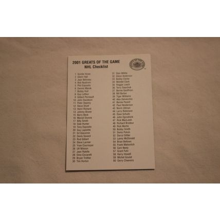 2001 Fleer HOCKEY GREATS SET OF 90 CARDS