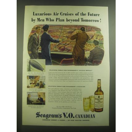 1945 Seagram's V.O. Canadian Whisky Ad - Luxurious air cruises of the future