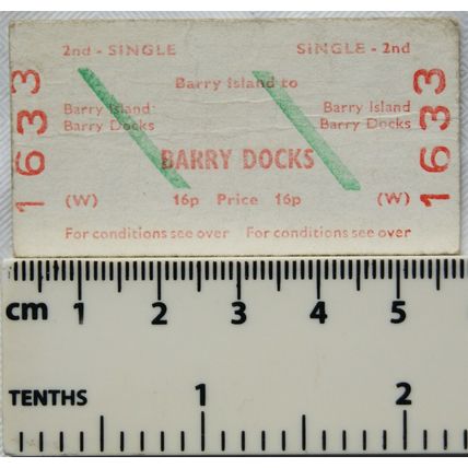 1979 British Railways Board ticket 2nd single Barry Island to Barry Docks