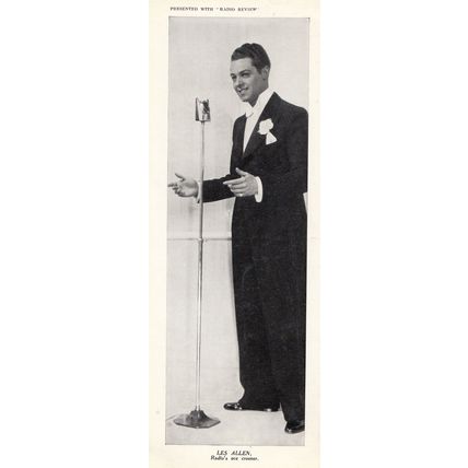 Les Allen Crooner Radio Review Antique 10" x 3" Old Photo Card