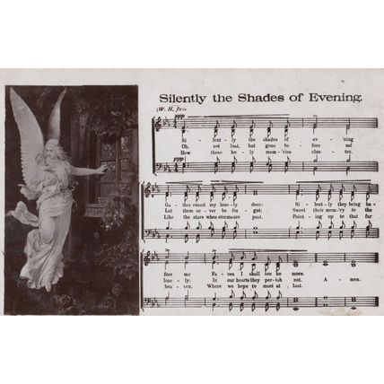 Silently The Shades Of Evening Sheet Music Real Photo Antique RPC 1910 Postcard