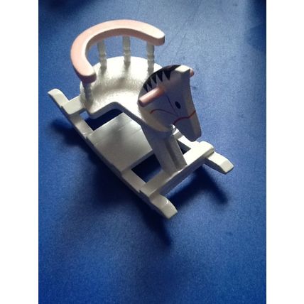 White Rocking Horse with Pink 1:12th Dolls House Miniature