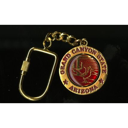 ARIZONA GRAND CANYON STATE KEYCHAIN KEYRING METAL & ENAMEL SPINNER NEW