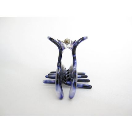 Medium/small dark blue marbled hair claw clip for fine, thin hair