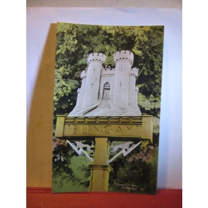 TOWN SIGN, BUNGAY, SUFFOLK. used vintage postcard 1965 pm #