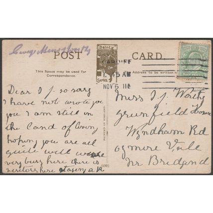 Cardiff Infirmary, Glamorgan, 1911 - Dainty Series Postcard