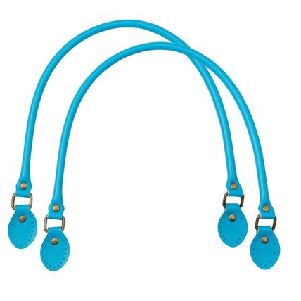 Pair Of Genuine Leather Replacent Bag Handbag Handles (Blue - 50cm)