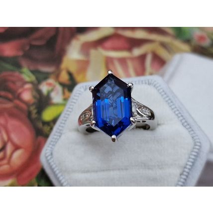 Minas Gerais Twilight Quartz Fancy Cut Ring Sz P½- Q Platinum Overlay 925 Silver