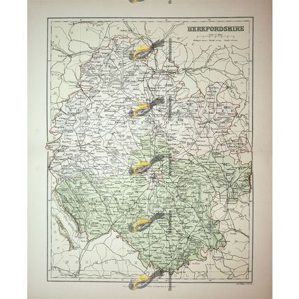 Herefordshire, England, Map, Book Illustration (Print), 1895