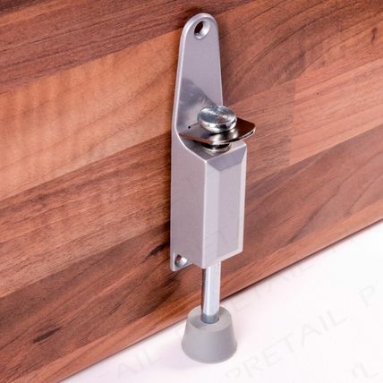DOOR HOLDER KICK DOWN STOP + SCREWS Stay Wedge Spring Loaded Brass/Aluminium