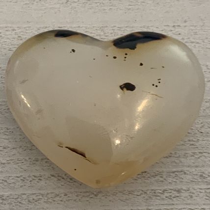Plant Agate Crystal PUFFY Heart Polished Chakra Healing Worry Stone Reiki 1 1/2"