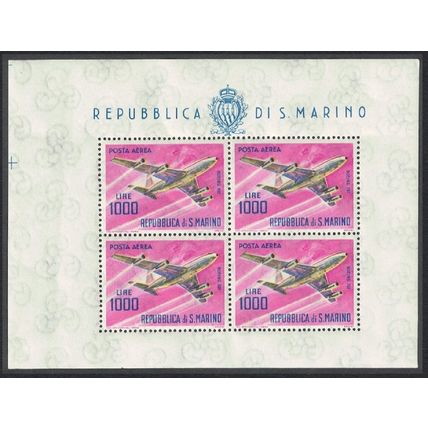 San Marino Boeing 707 Aircraft 1000L Sheetlet 1964 MNH SG#742 MI#801KB