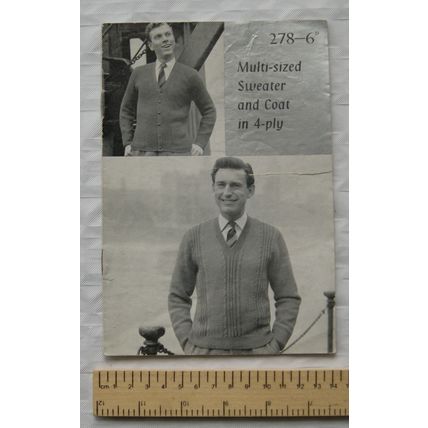 Vintage: P&B 278 sweater & ribbed coat, 4 ply, 38-44 inch