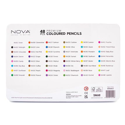 Nova 48 x Coloured Pencil Set Crayons Soft Blendable Pencils artist colouring
