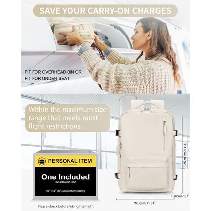 Carry on Backpack for Women, Airline Approved Large Travel Backpack Flight Appro