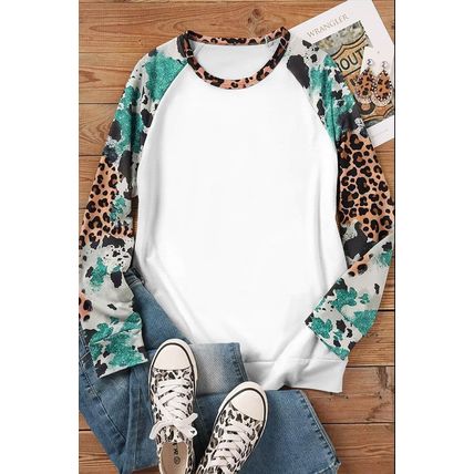 Multicolor Western Tie Dye Mix Animal Print Long Sleeve Top