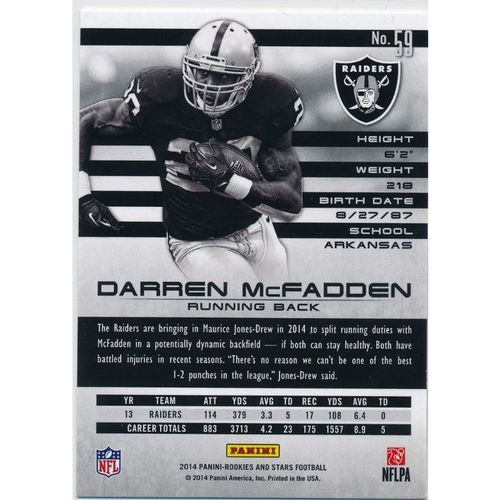 2014 Panini Rookies & Stars #59 Darren McFadden Oakland Raiders