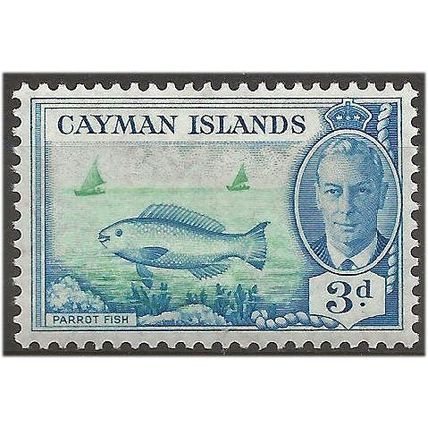Cayman Islands 1950 SG141 3d Bright Green & Light Blue Mounted Mint . .. .