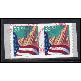 Used 3281c 33c U.S. Flag Over City Very Fine CNP Left 5555 PA2088