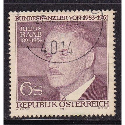 AUSTRIA 1981 90th BIRTH ANNIV RAAB 6S USED SG1918