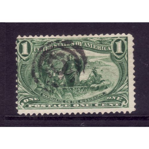 USA 1898 SG 291 1c GREEN FATHER MARQUETT ON THE MISSISSIPPI FINE USED #7
