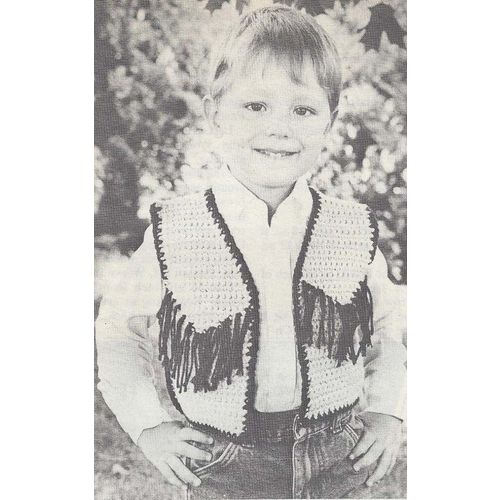 Beautiful Crochet Childs PATTERN Cowboy Vest