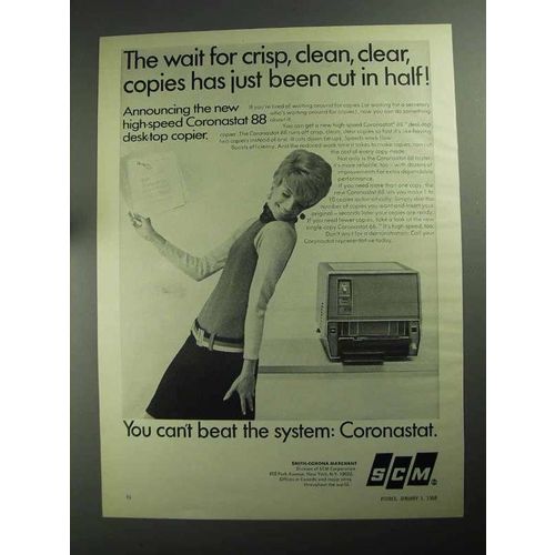 1968 SCM Coronastat 88 Copier Ad - Crisp, Clean, Clear