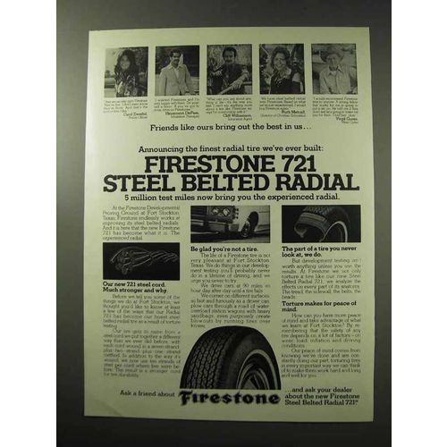 1977 Firestone Steel Belted Radial 721 Tires Ad