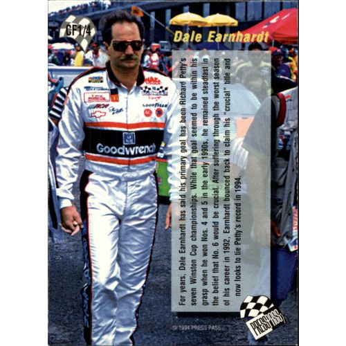 1994 Press Pass Dale Earnhardt-Checkered Flags #CF 1/4