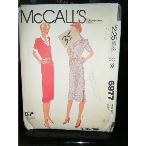 Vintage McCall's 6977 Misses Top & Skirt Pattern - Size 12 Bust 34