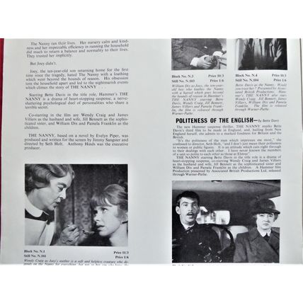 NANNY, The (1965) vintage UK Hammer pressbook ***Bette Davis***
