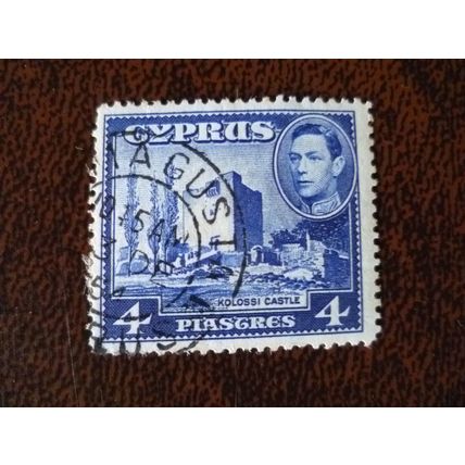 Cyprus 1951 King George VI definitive 4pi fine used stamp SG156b Kolossi Castle