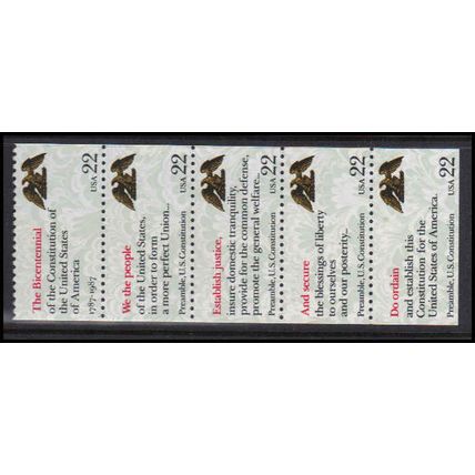 2355-2359a 22c The Constitution Very Fine MNH Pane/5 MAL2939