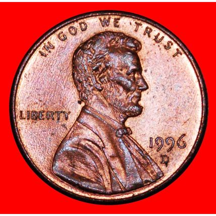 MEMORIAL 1982-2008: USA★1 CENT 1996D UNC LINCOLN 1809-1865★LOW START★NO RESERVE!