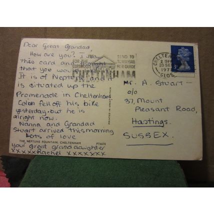 THE NEPTUNE FOUNTAIN, CHELTENHAM used postcard 1971 postmark =