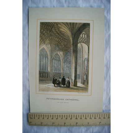 1890 coloured engraving The Lady Chapel, Peterborough Cathedral