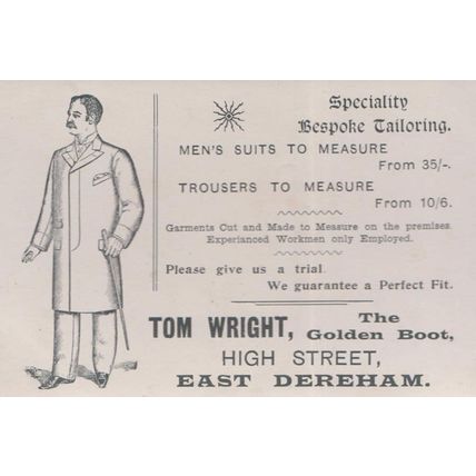 East Dereham Norfolk Village Antique High Street Tailors Shop Fashion Postcard