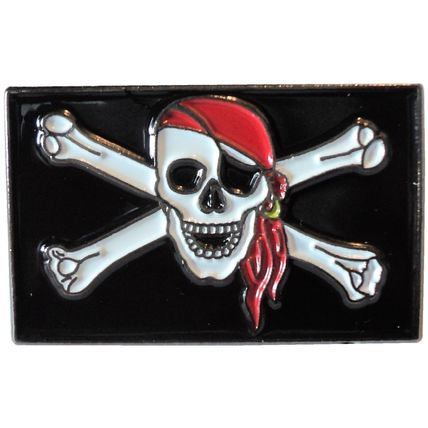 Jolly Roger Pirate Skull & Crossbones Death Biker Rocker Metal Motorcycle Badge