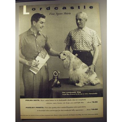 1954 Lordcastle Sport Shirts Ad - The Lordcastle dog Joypat Beau Brummel