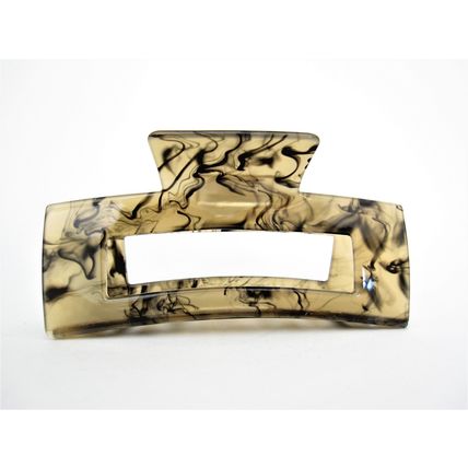 Large rectangle tan and black marbled hair claw clip